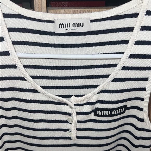 MIU MIU Striped Sleeveless cotton Dress - Picture 10 of 14